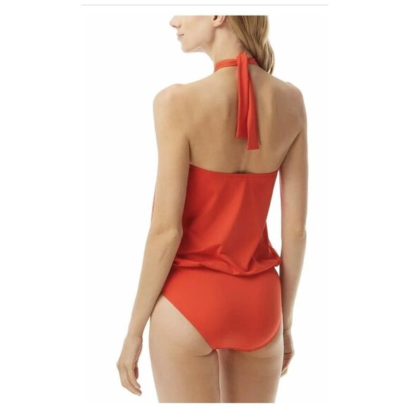 NWT Michael Kors POPPY Red Halter Blouson O-Ring One-Piece Swimsuit Sz. 6 - Picture 11 of 11